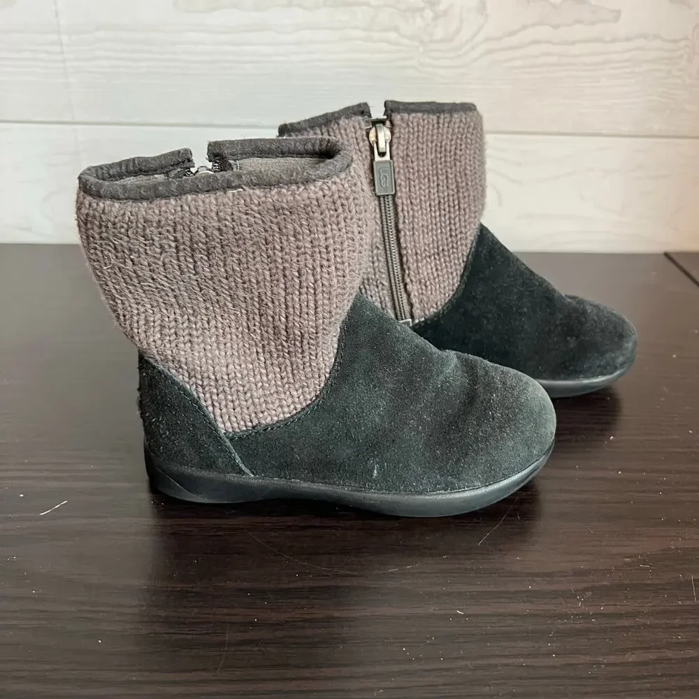 UGG Dove knit boots Toddler girls 8.5 black/gray suede fleece lined